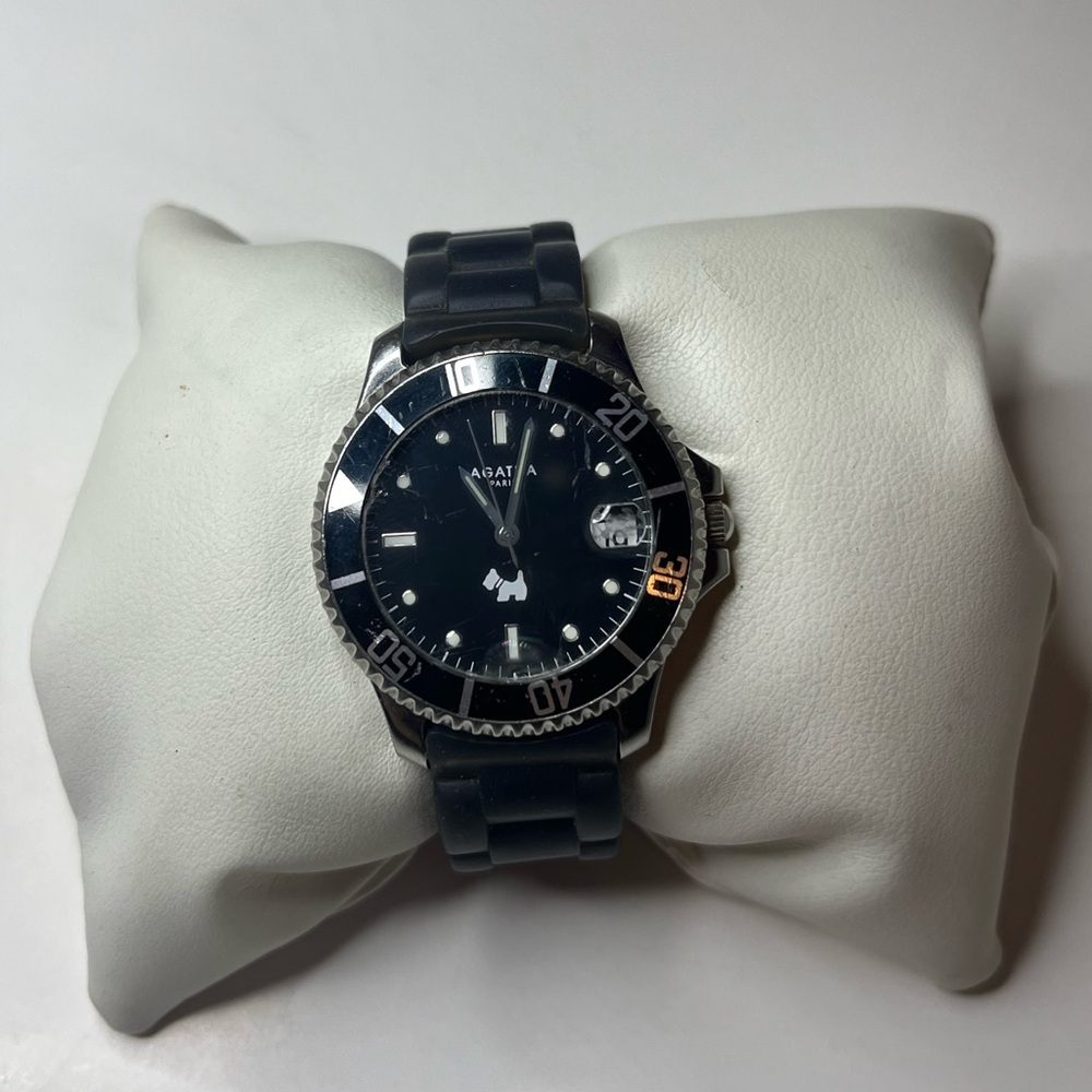 Black Rubber & Stainless Steel Watch From Agatha Paris - Size Small